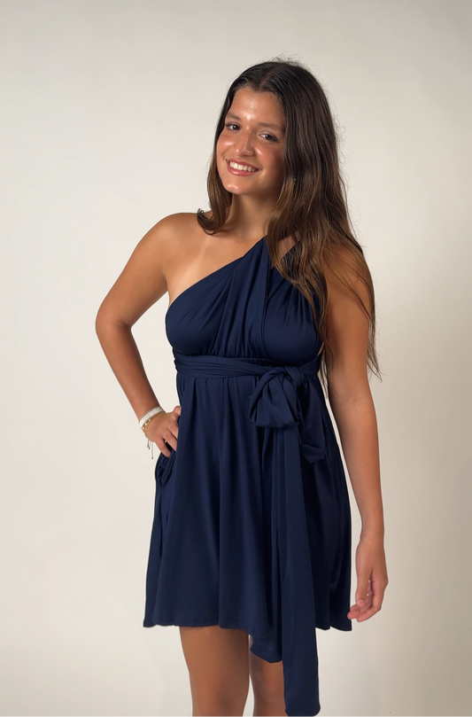 Mini Wrap Dress Navy Blue