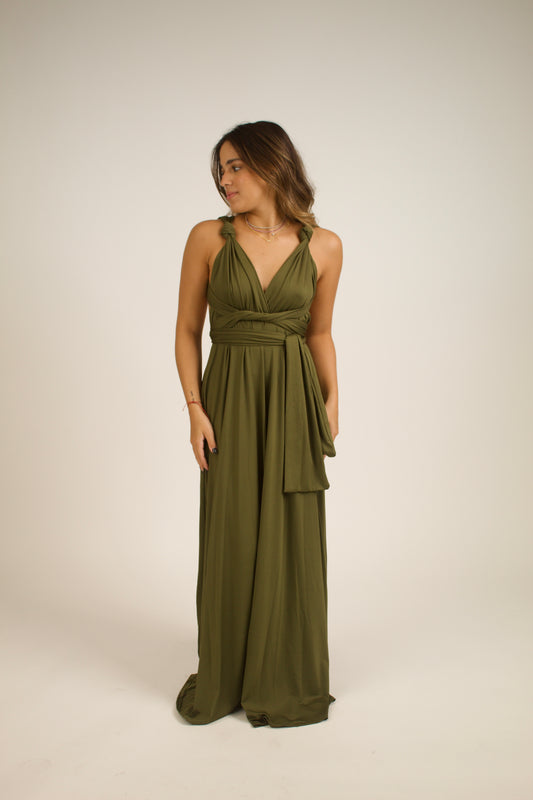 Wrap dress verde olivo